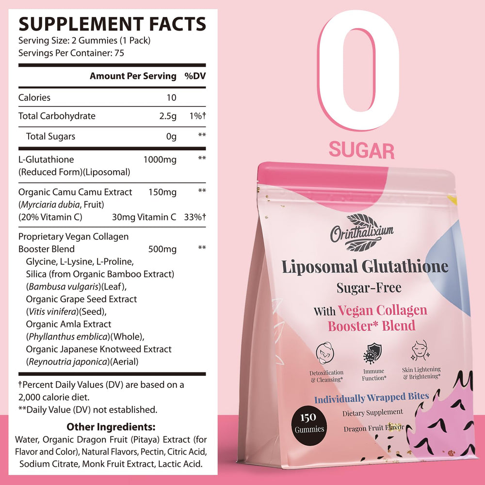 Orinthalixium glutathione gummies with dragon fruit flavor motivates sugar-free wellness routines.