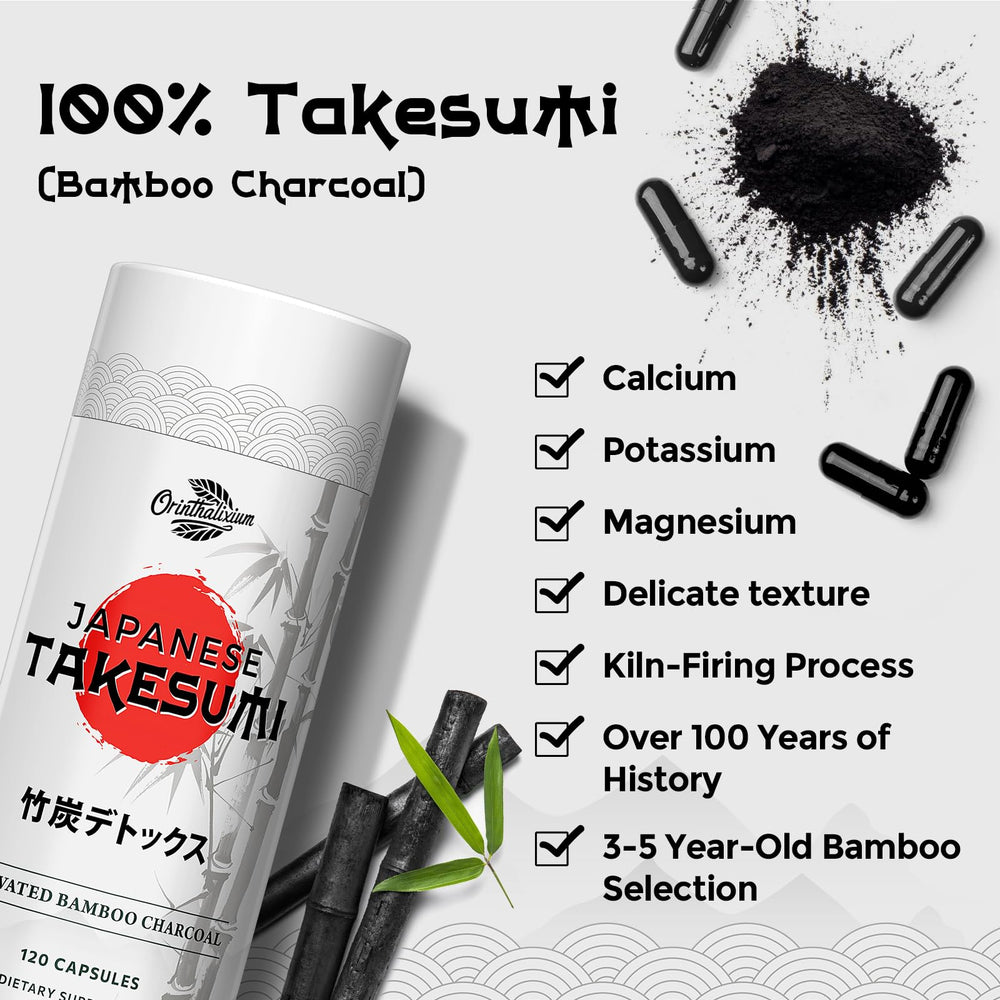 Orinthalixium Takesumi capsules in glass illustrate convenient daily intake.