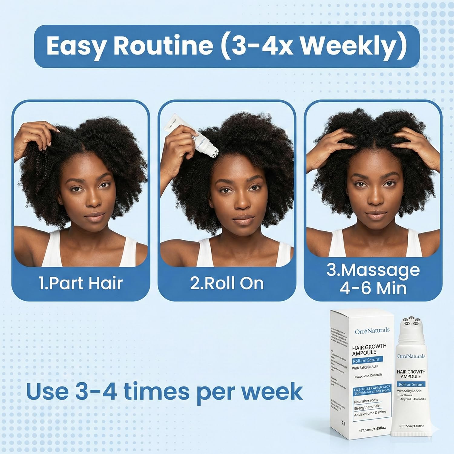Five-Roller Ampoule close-up shows precise scalp care in action