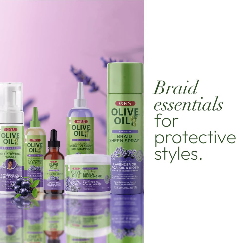 Protective styles glow with ORS Braidzone, keeping hair hydrated.