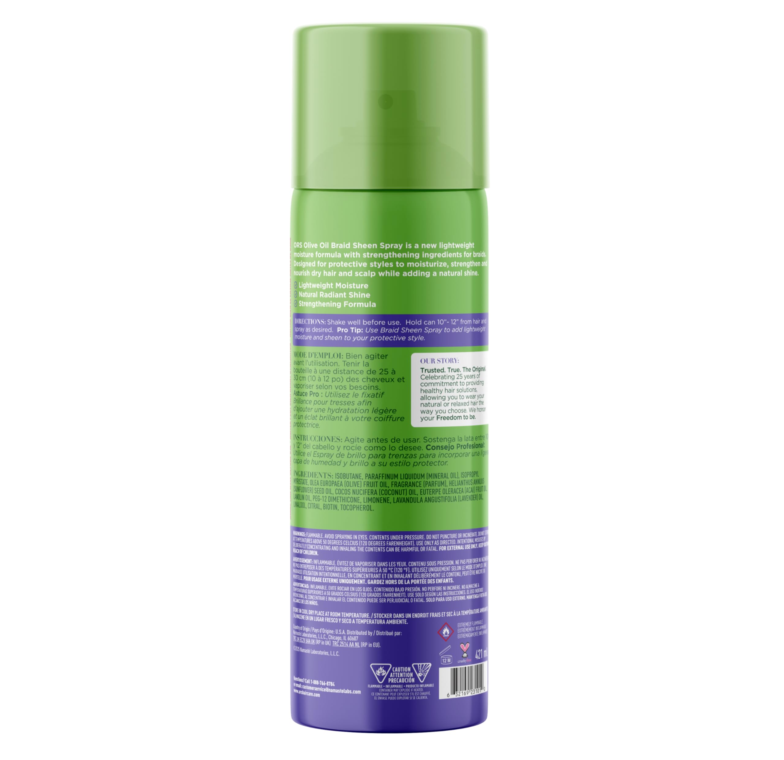 ORS Braidzone mist applied on braids for moisture and manageability.