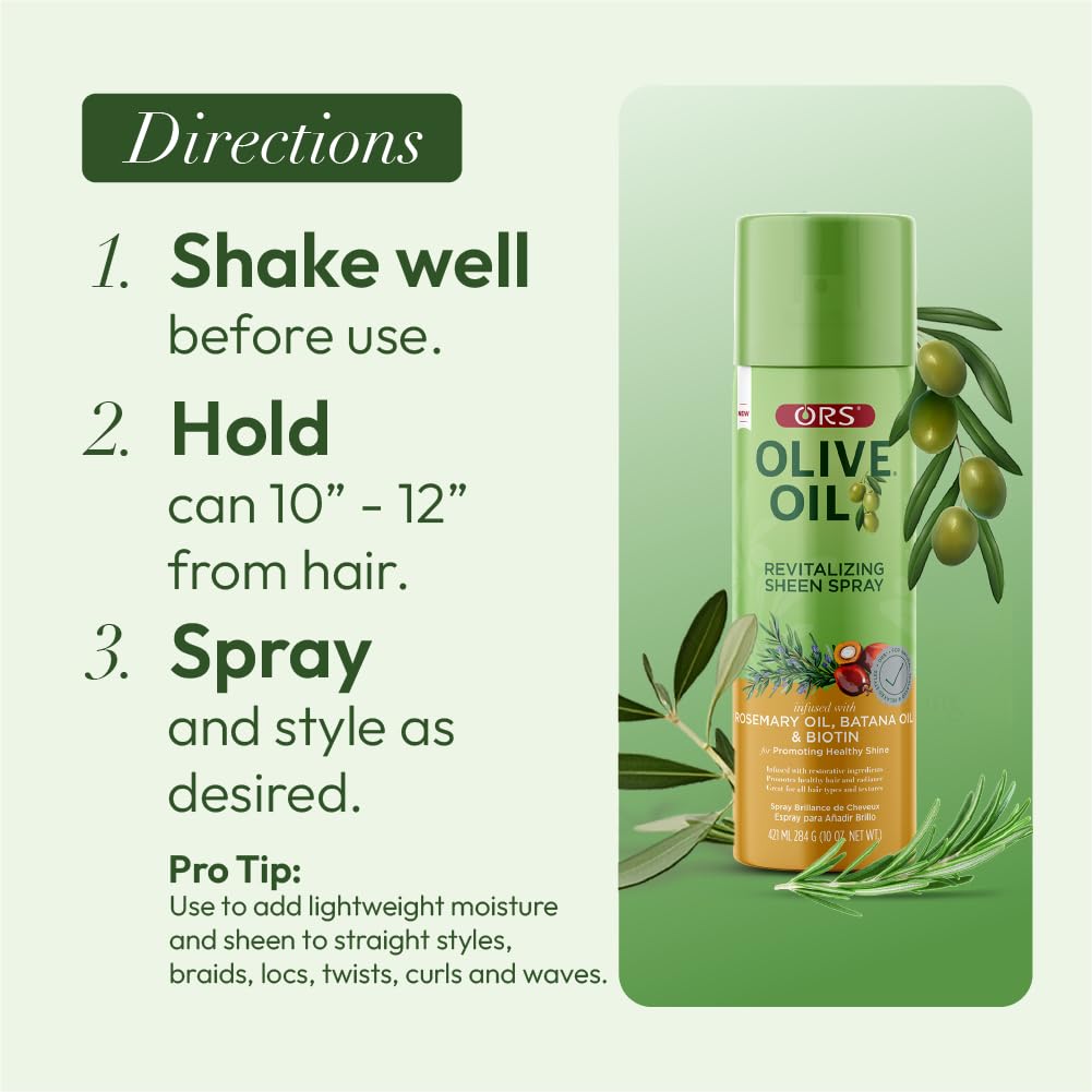 ORS Daily-use spray revives dull hair with a vibrant, refreshed glow.