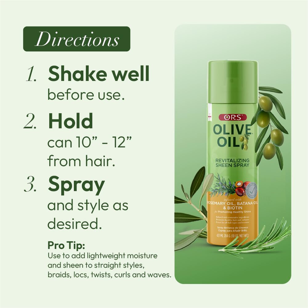 ORS Daily-use spray revives dull hair with a vibrant, refreshed glow.