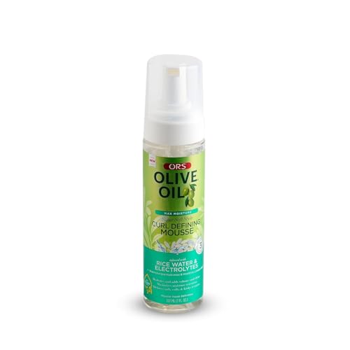 ORS Olive Oil Max Moisture mousse dispensing pump demonstrates easy, controlled application.