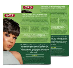 ORS Olive Oil Relaxer bottle pour shows easy application and built-in protection