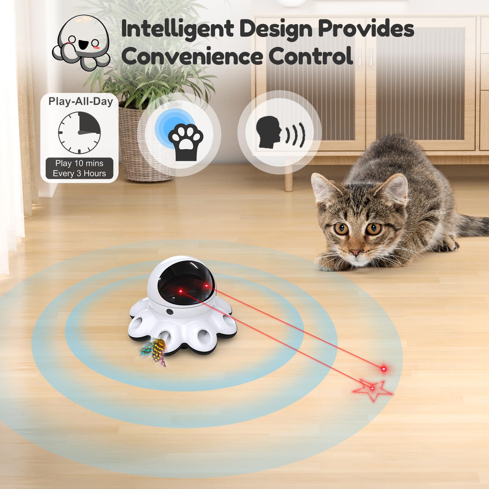 ORSDA Cat Laser Toy with voice and touch control for autonomous play sessions