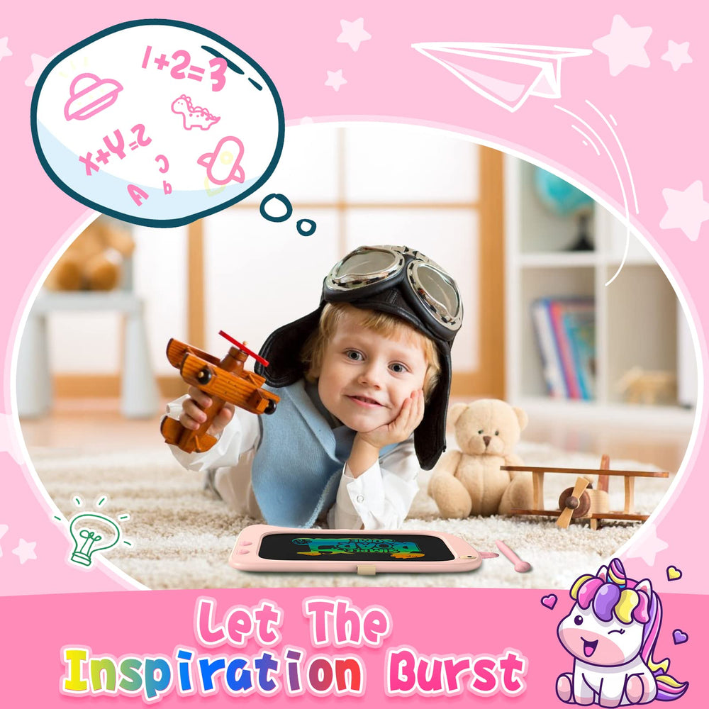 ORSEN Unicorn Doodle Board erase button clears the screen instantly
