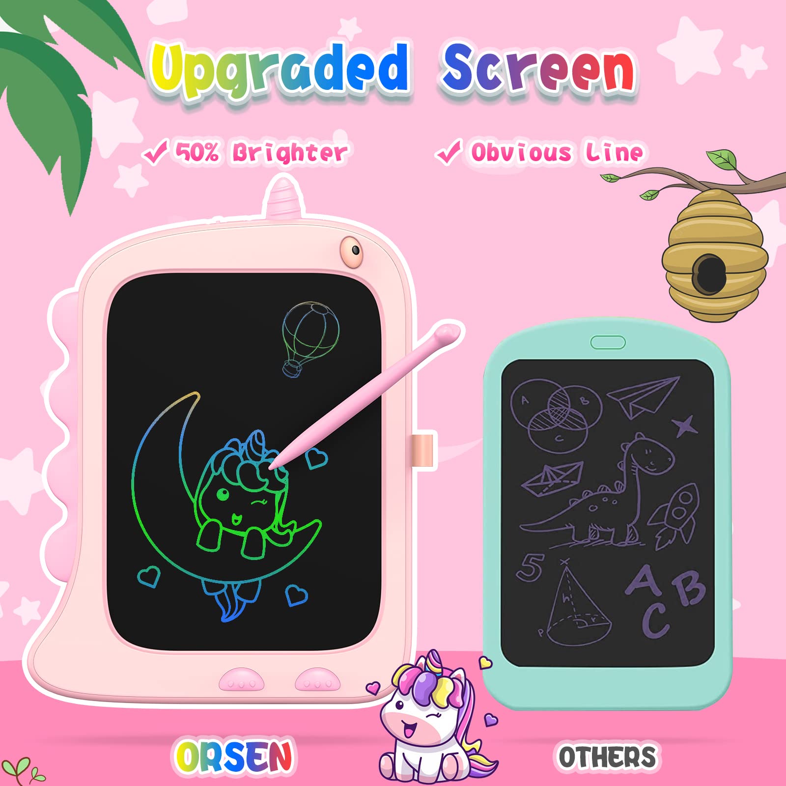 ORSEN Unicorn Doodle Board screen lock saves drawings during breaks