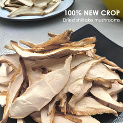 Close-up of Orsky shiitake slices showing texture ideal for savory broths