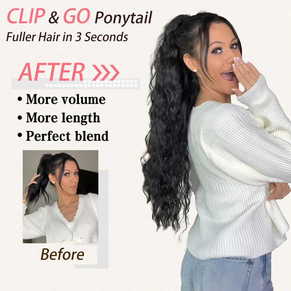 ORSUNCER drawstring ponytail extension for fuller look