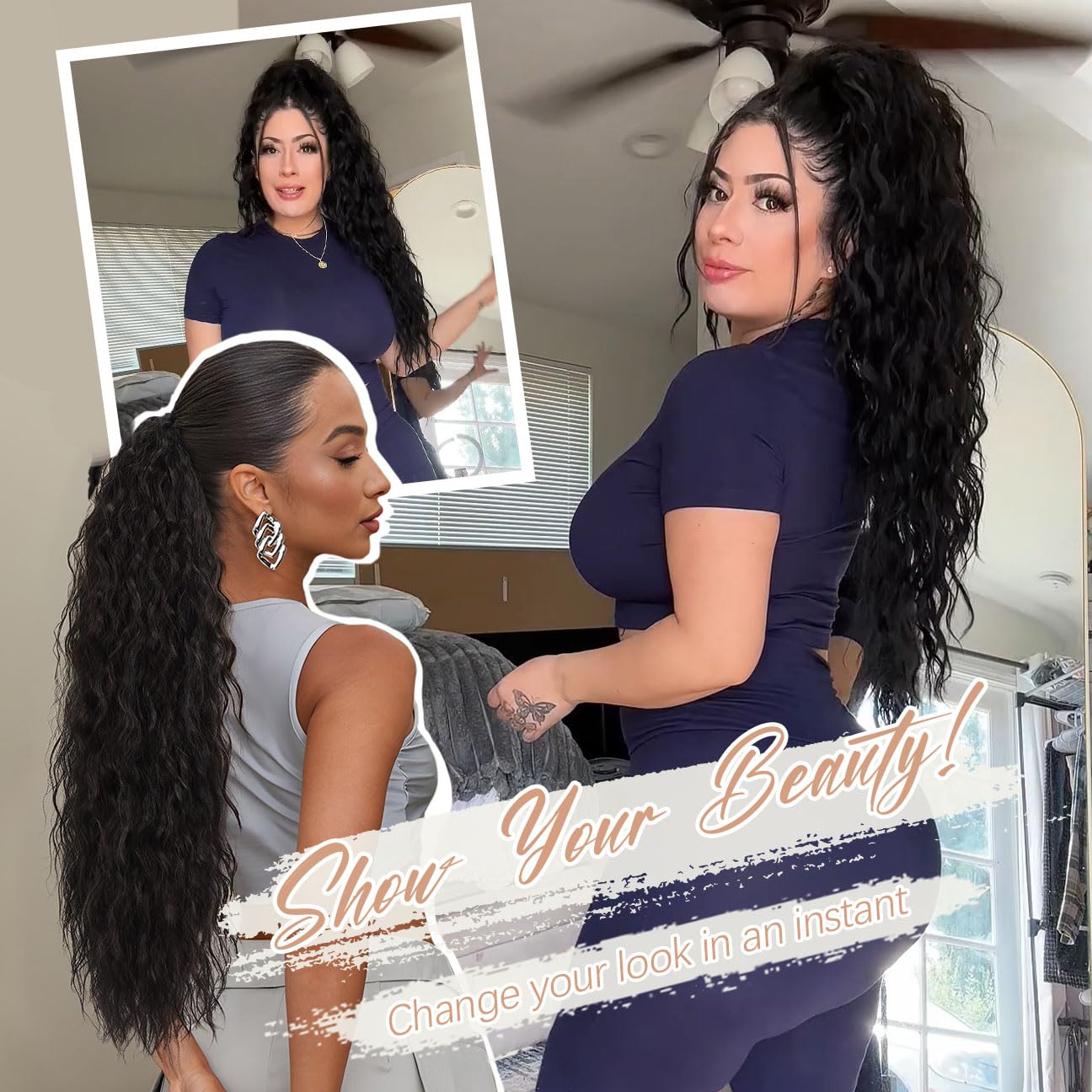 ORSUNCER easy-clip-to-hair image indicates fast daily styling