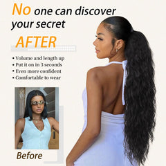 ORSUNCER ponytail extension worn on bun demonstrates easy one-step styling