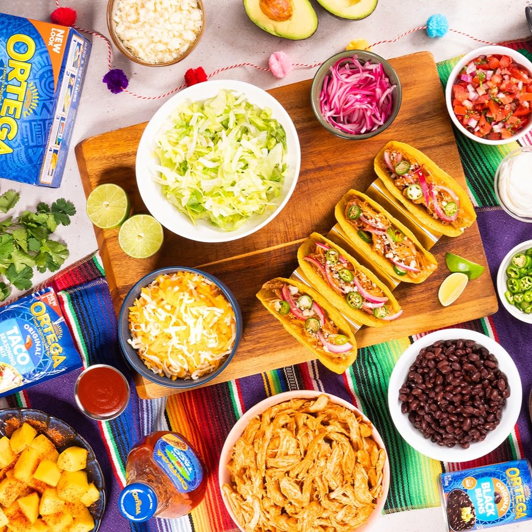 Ortega packaging on shelf emphasizes heritage and easy kitchen preparation
