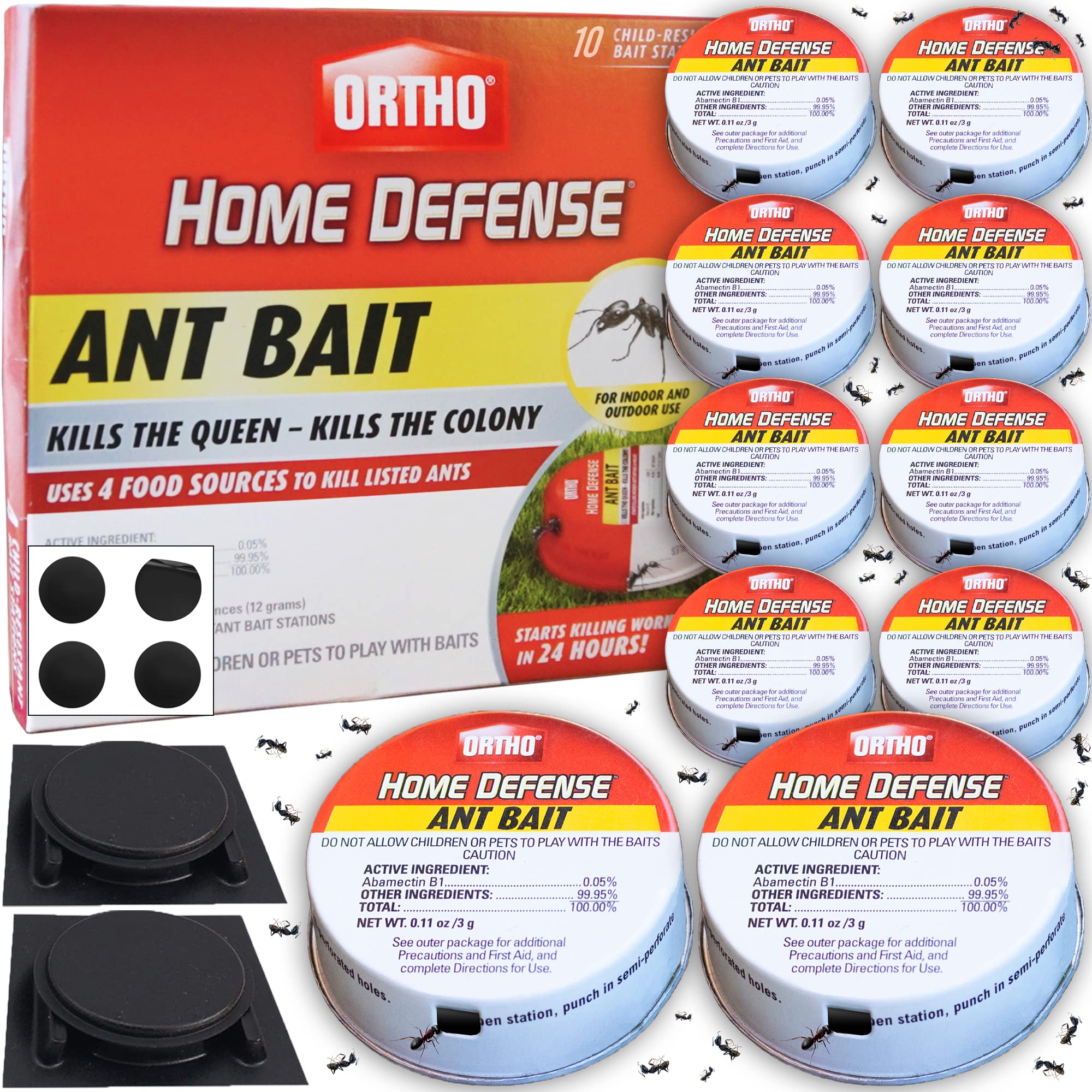 Ortho Ant Traps Indoor in metallic case protects indoors from spills while trapping ants