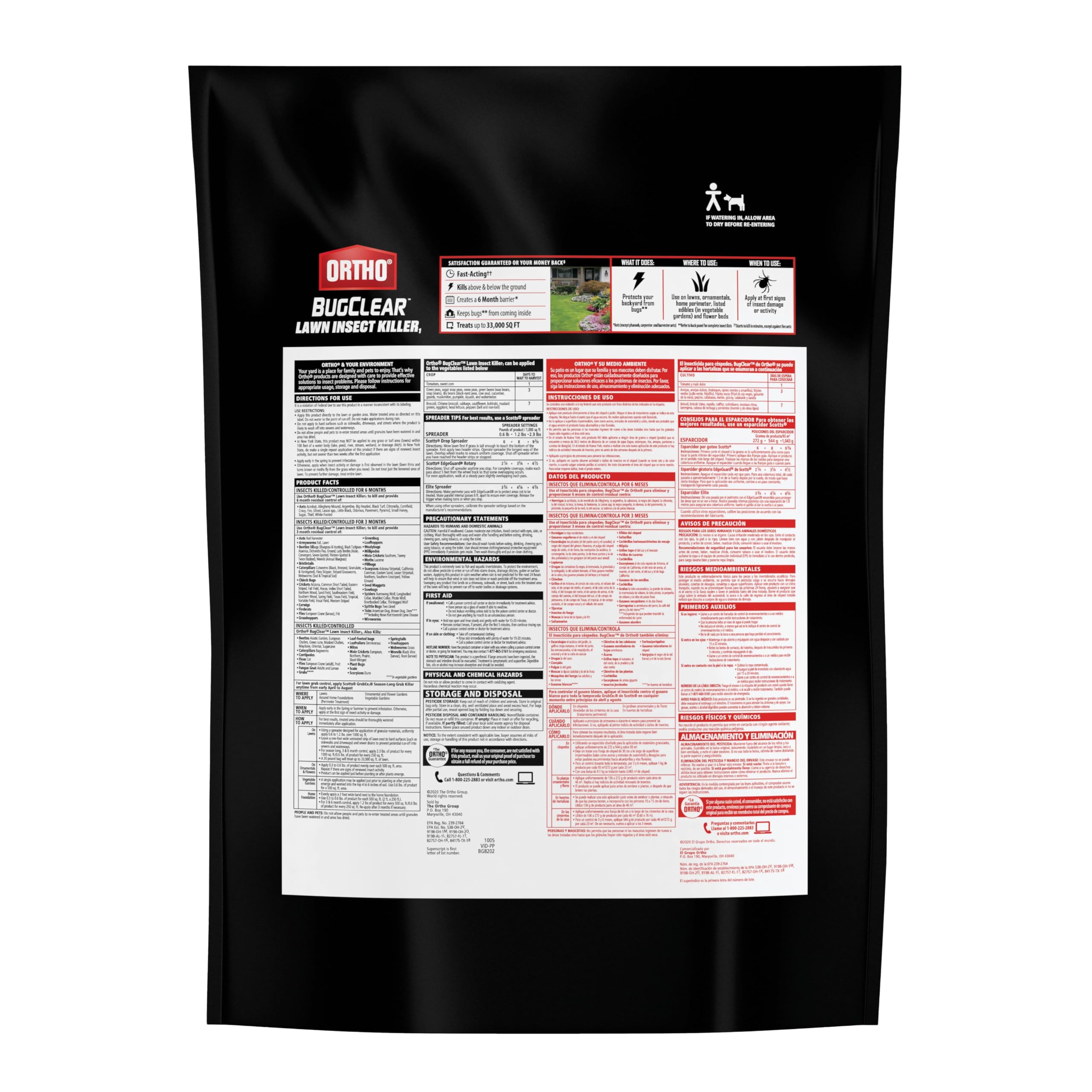 Ortho BugClear granules spread evenly with a spreader for yard use