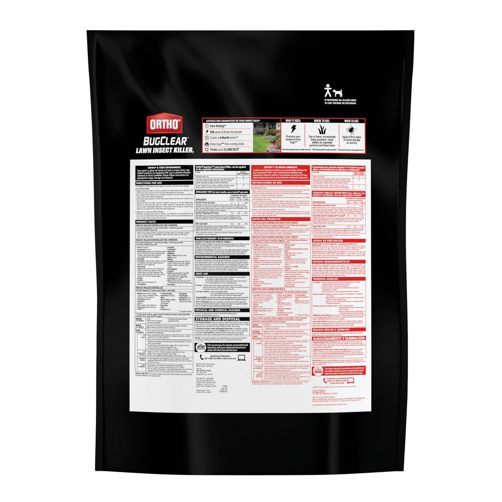 Ortho BugClear granules spread evenly with a spreader for yard use