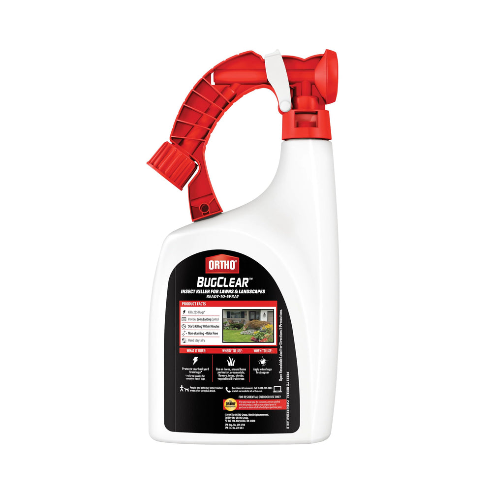Ortho BugClear ready-to-spray bottle in outdoor setting.