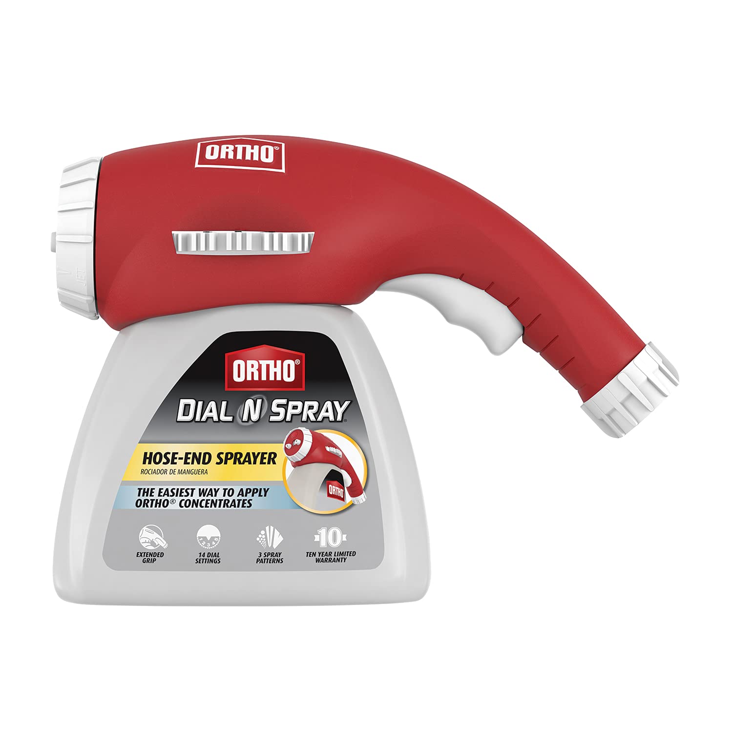 Ortho Dial N Spray assembly shows quick-connect hose attachment for mess-free setup.