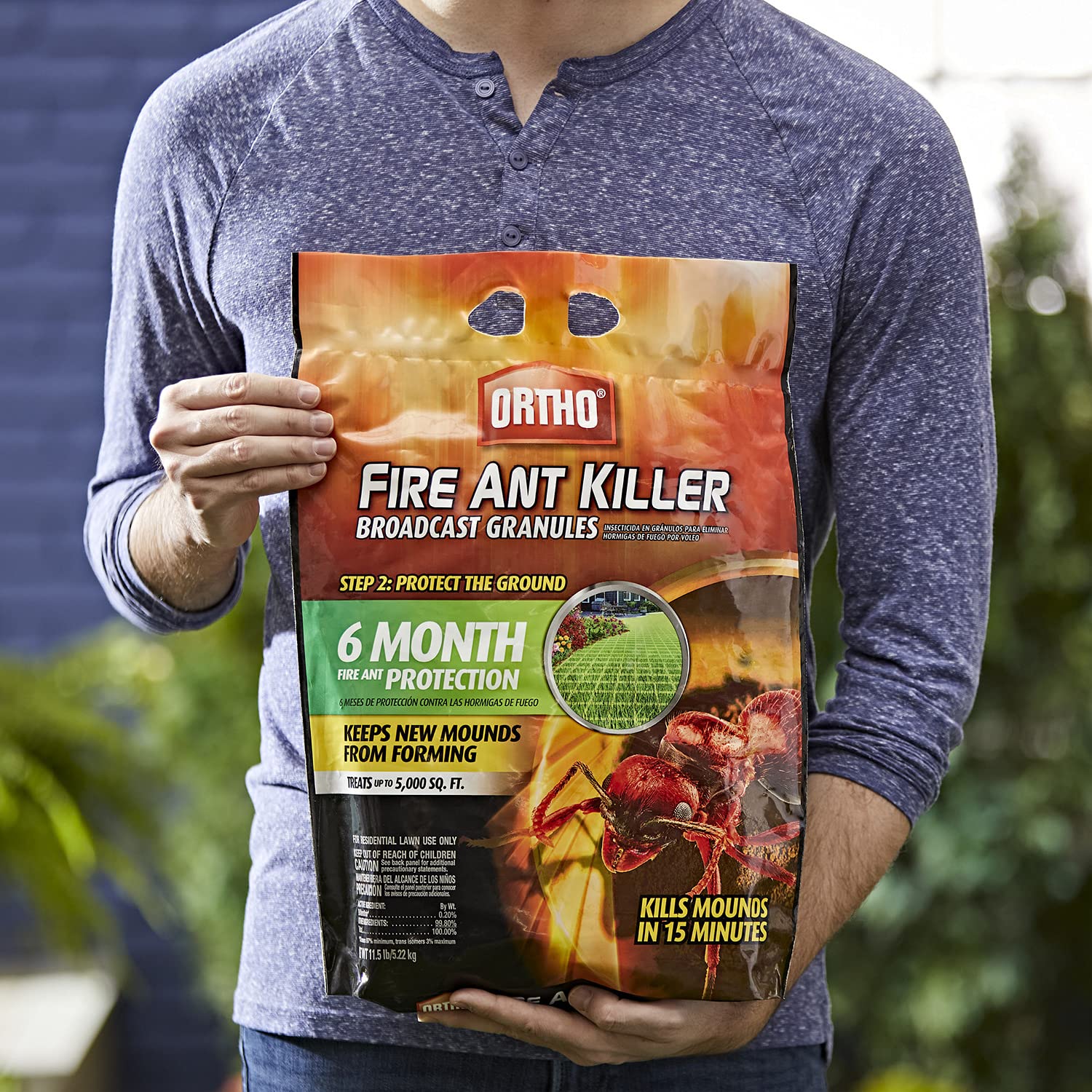 Ortho Fire Ant Killer Broadcast Granules come in an 11.5 lb bag for lawn use