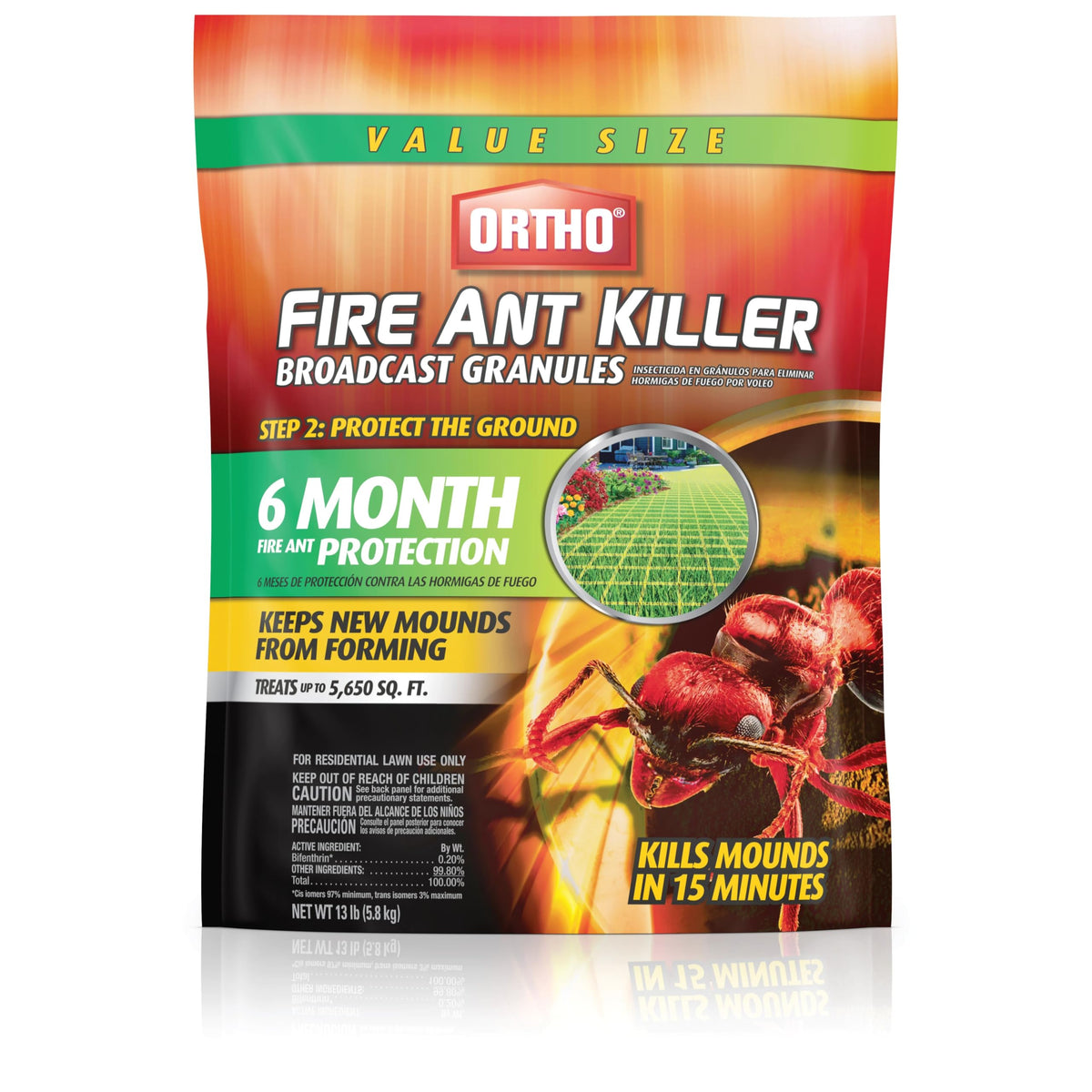Ortho Fire Ant Killer Broadcast Granules in bag ready for outdoor lawn protection