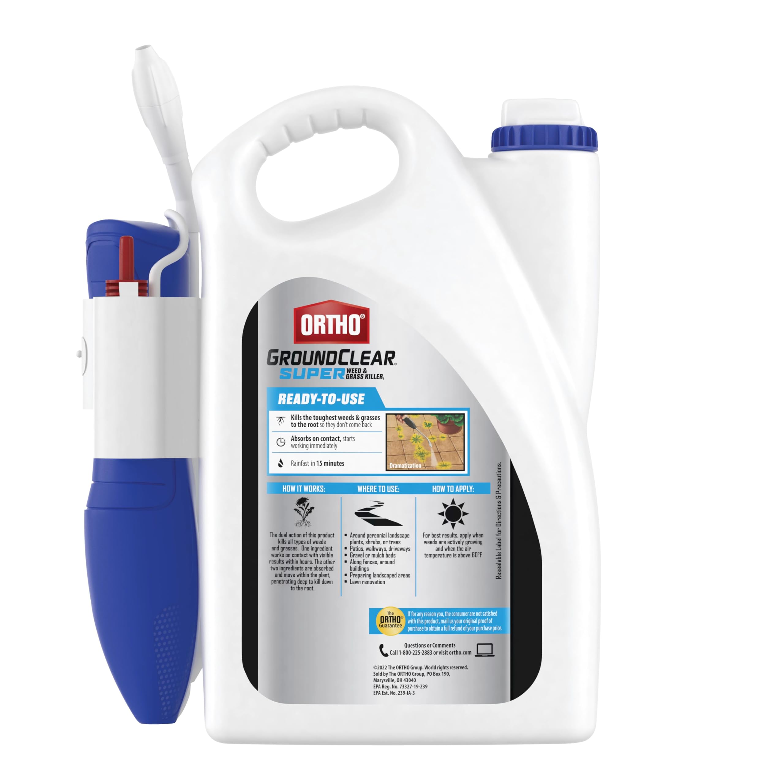 Ortho GroundClear applied along fences and buildings for edge-to-edge control.