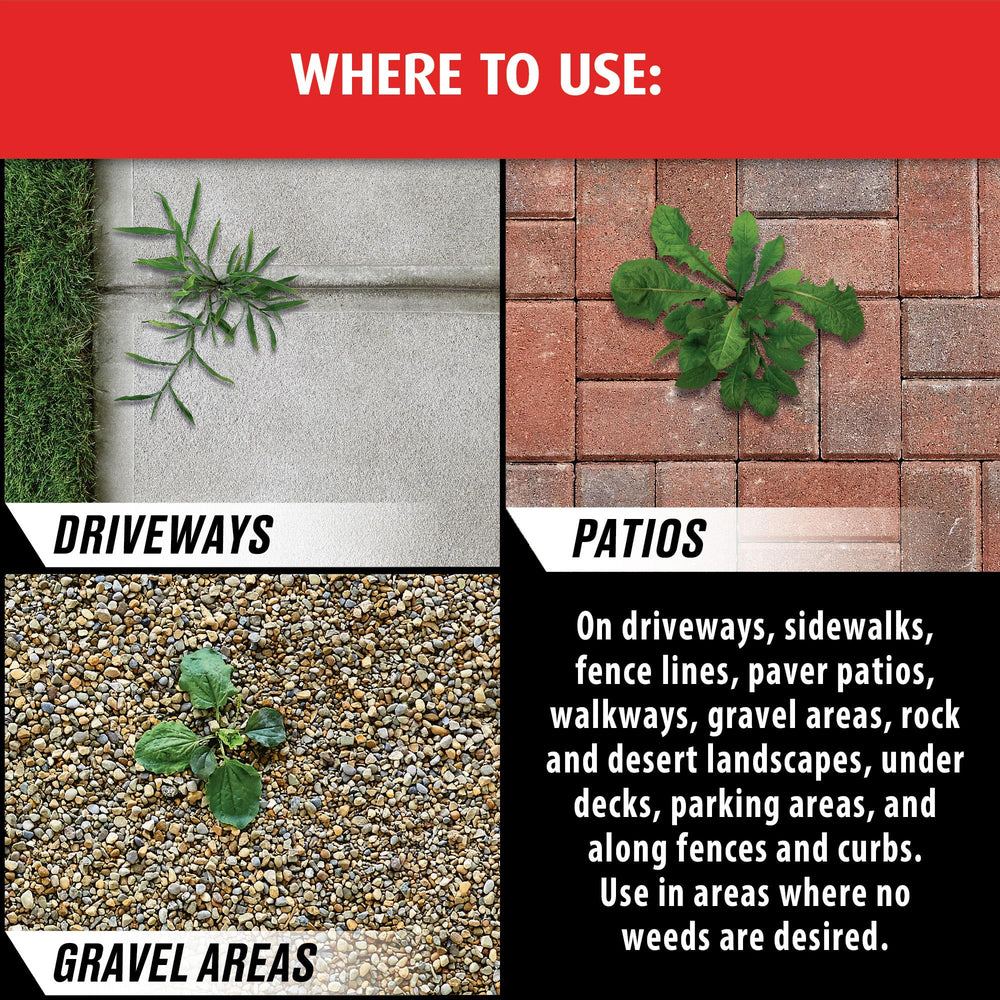 Under-deck area treated with Ortho GroundClear to reduce recurring weeds.