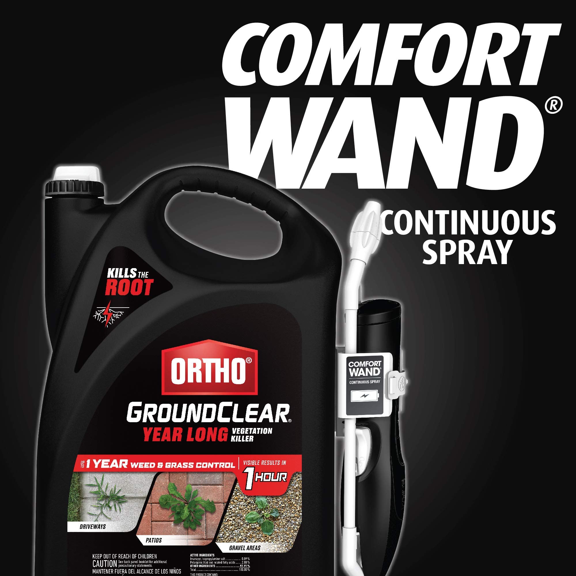 Ortho GroundClear Comfort Wand enables easy application on sunny, active weeds