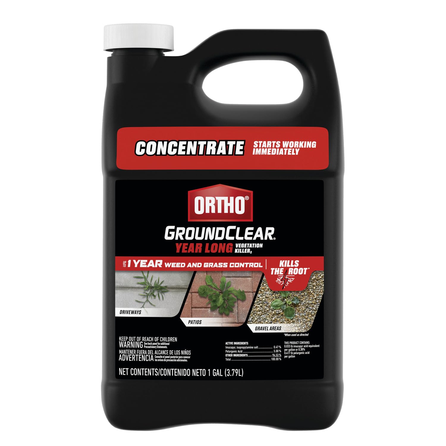Ortho GroundClear Year Long bottle ready for mixing on hard surfaces