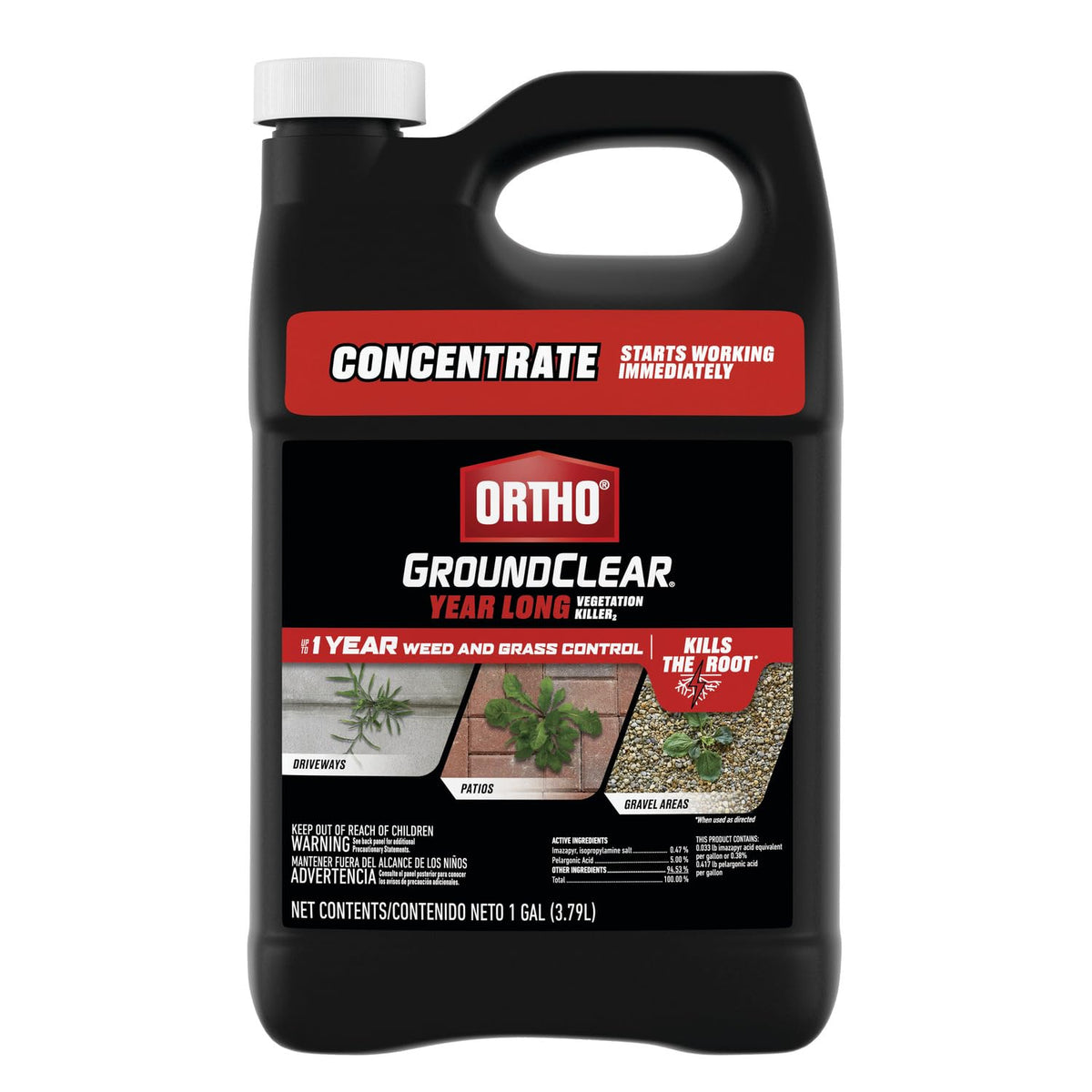 Ortho GroundClear Year Long bottle ready for mixing on hard surfaces