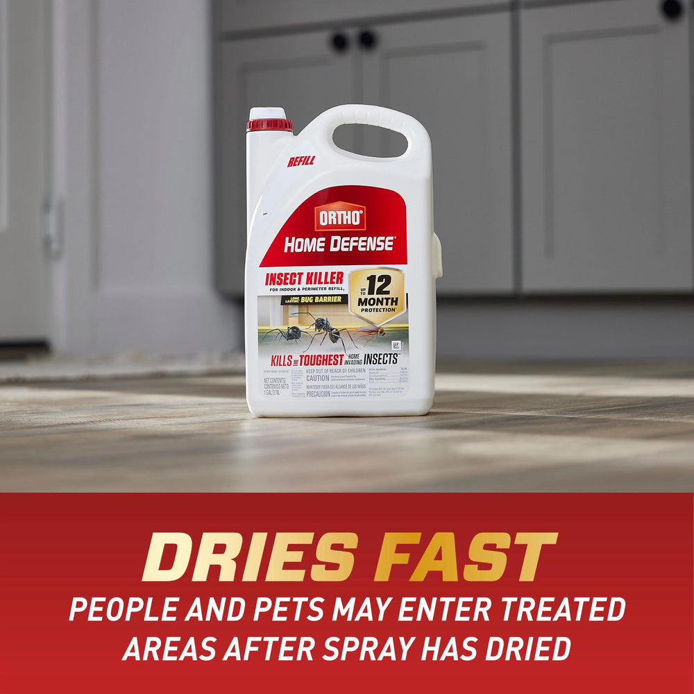 Ortho Home Defense dries quickly after application, re-entry allowed.