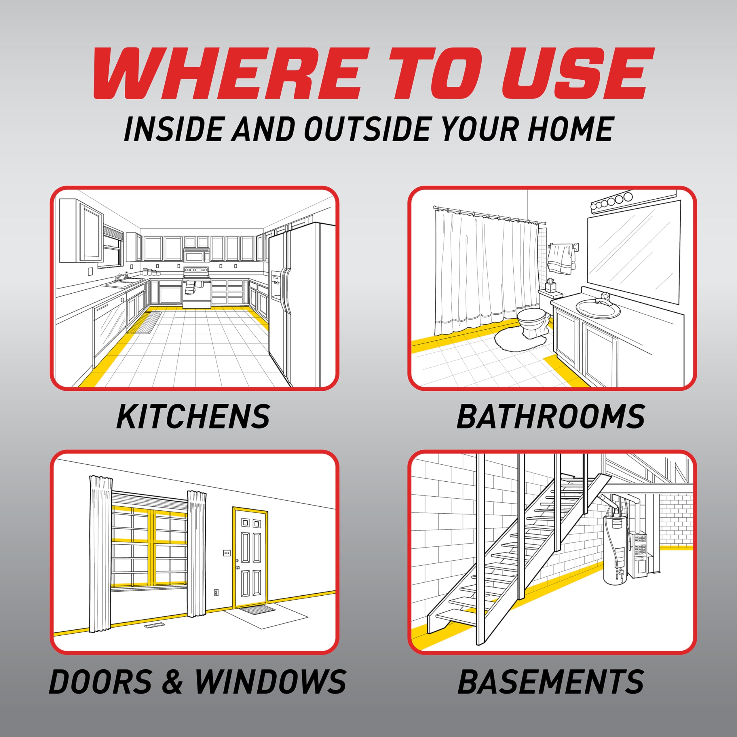 Ortho Home Defense Max ant-killer targets ants around kitchens and entryways.