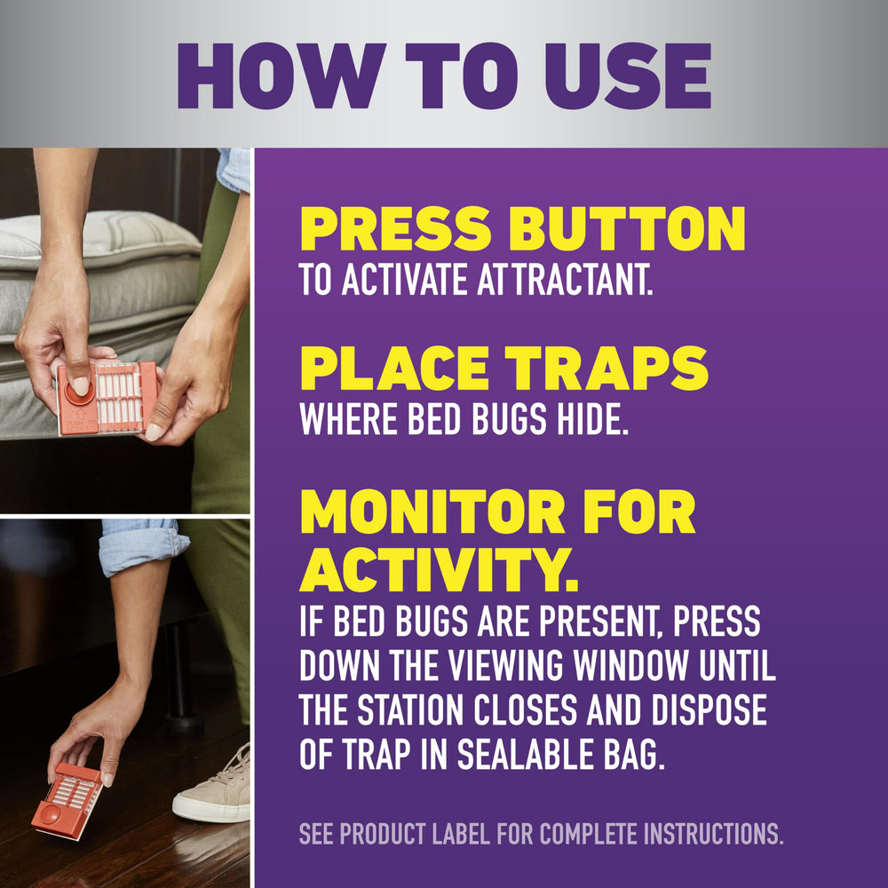 Ortho Home Defense Max Bed Bug Trap activation button showing easy setup.
