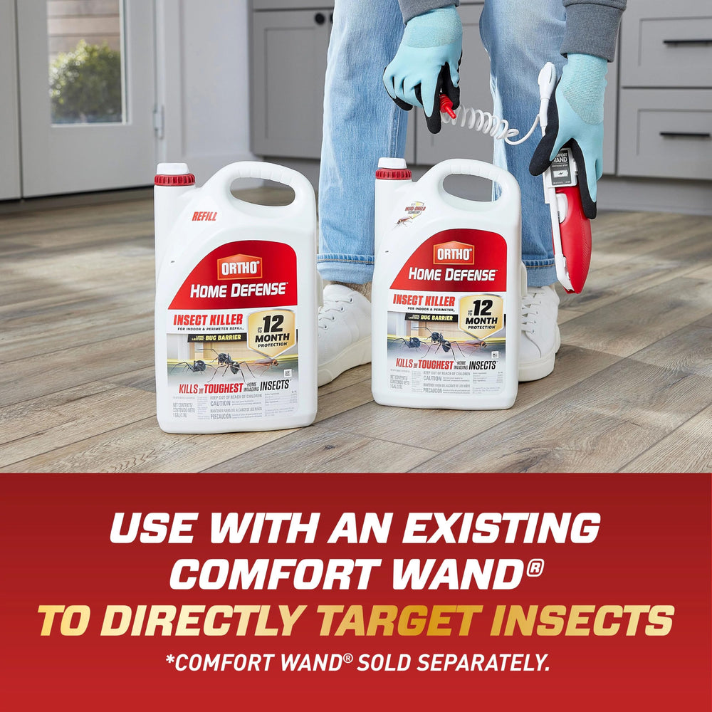 Ortho Home Defense spray at 12-inch distance on surfaces.