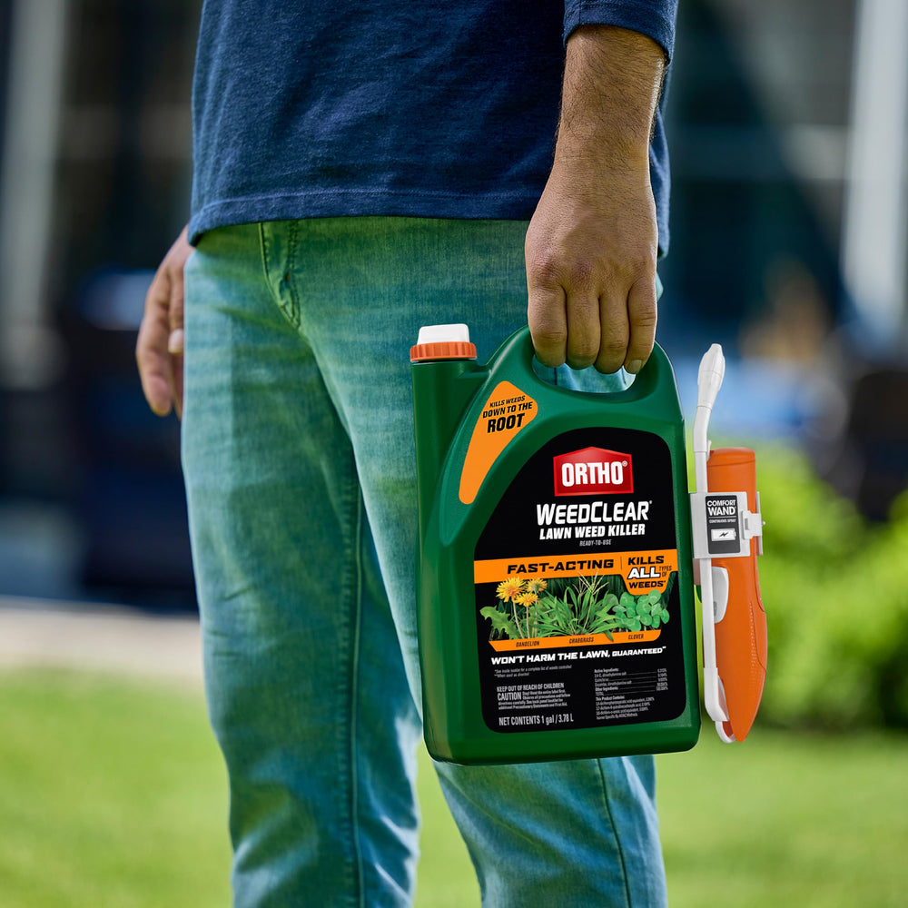 Ortho WeedClear targets crabgrass, dandelion, and clover at the root