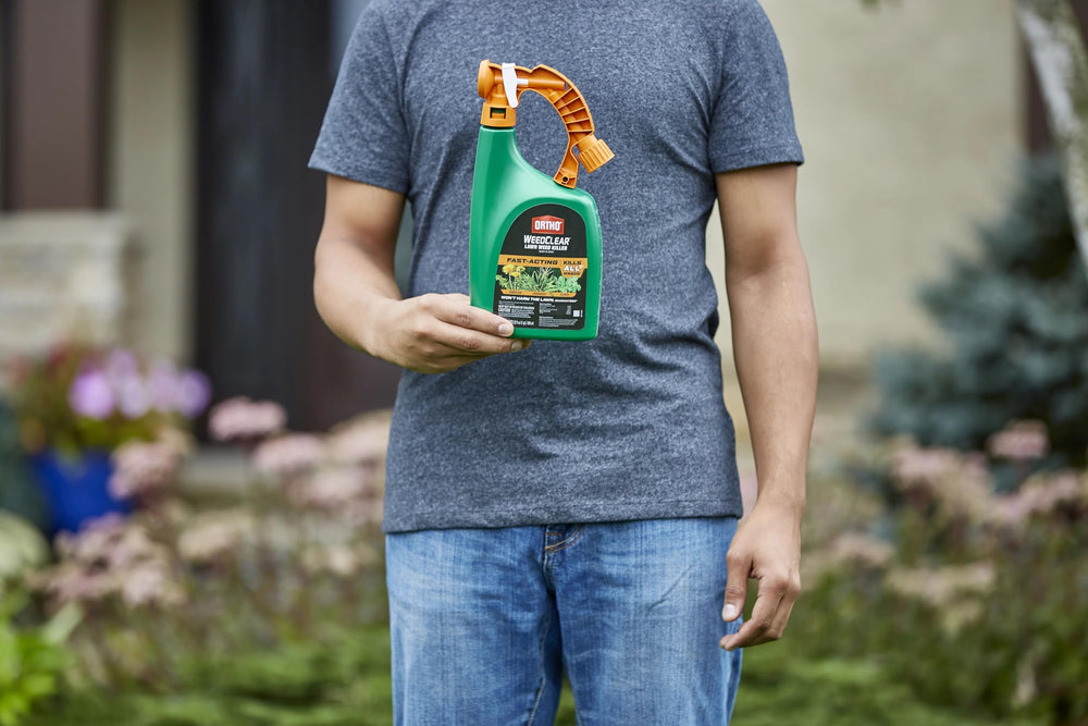 Ortho WeedClear lawn-application-ready setup on green turf