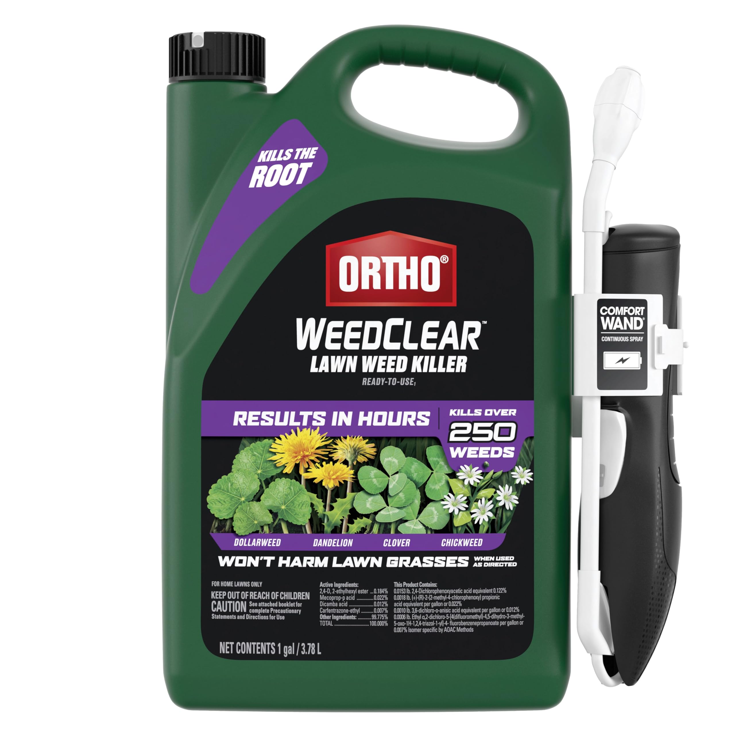 Ortho WeedClear bottle with Comfort Wand for easy spot weed control in lawns.