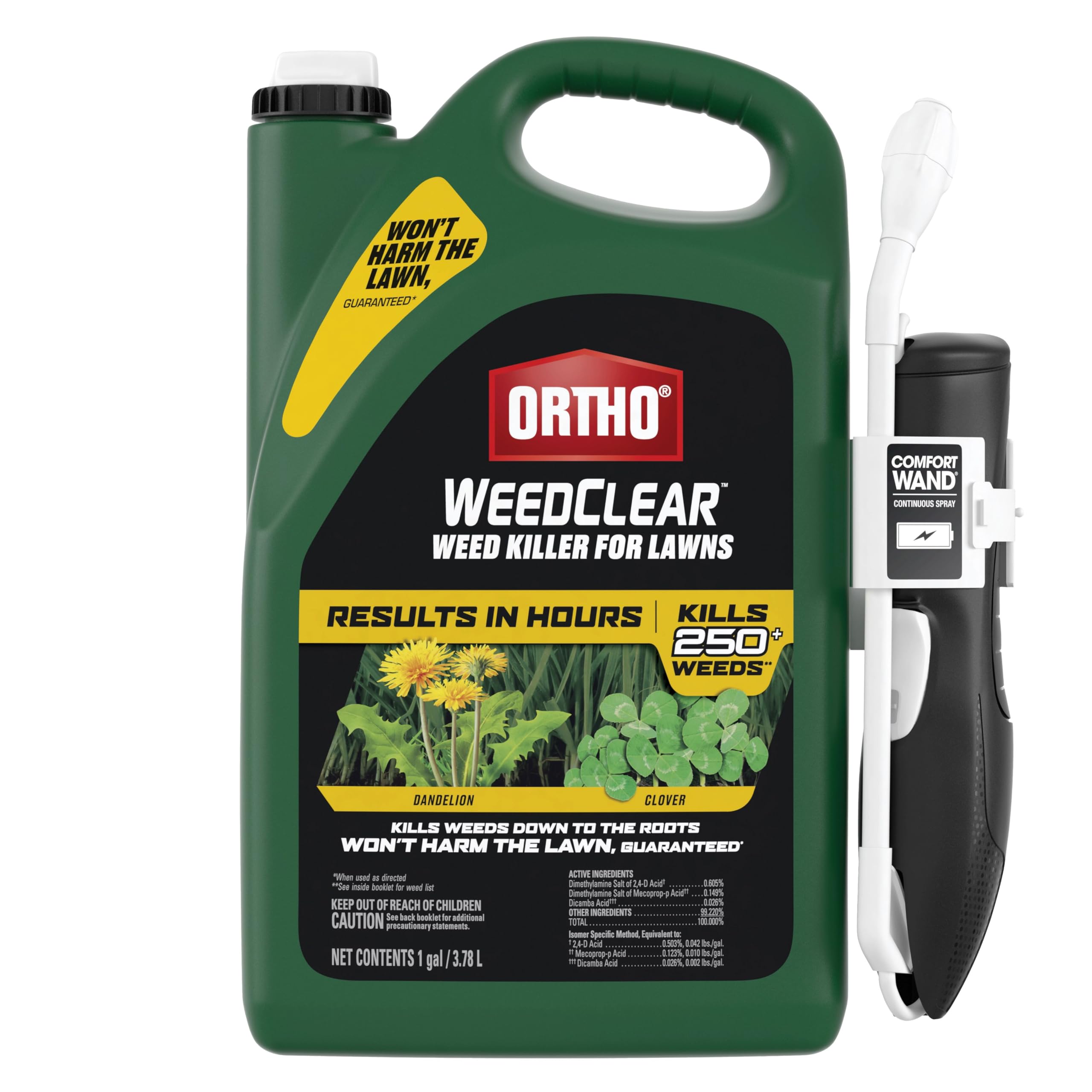 Ortho WeedClear lawn bottle with Comfort Wand for precise weed control.