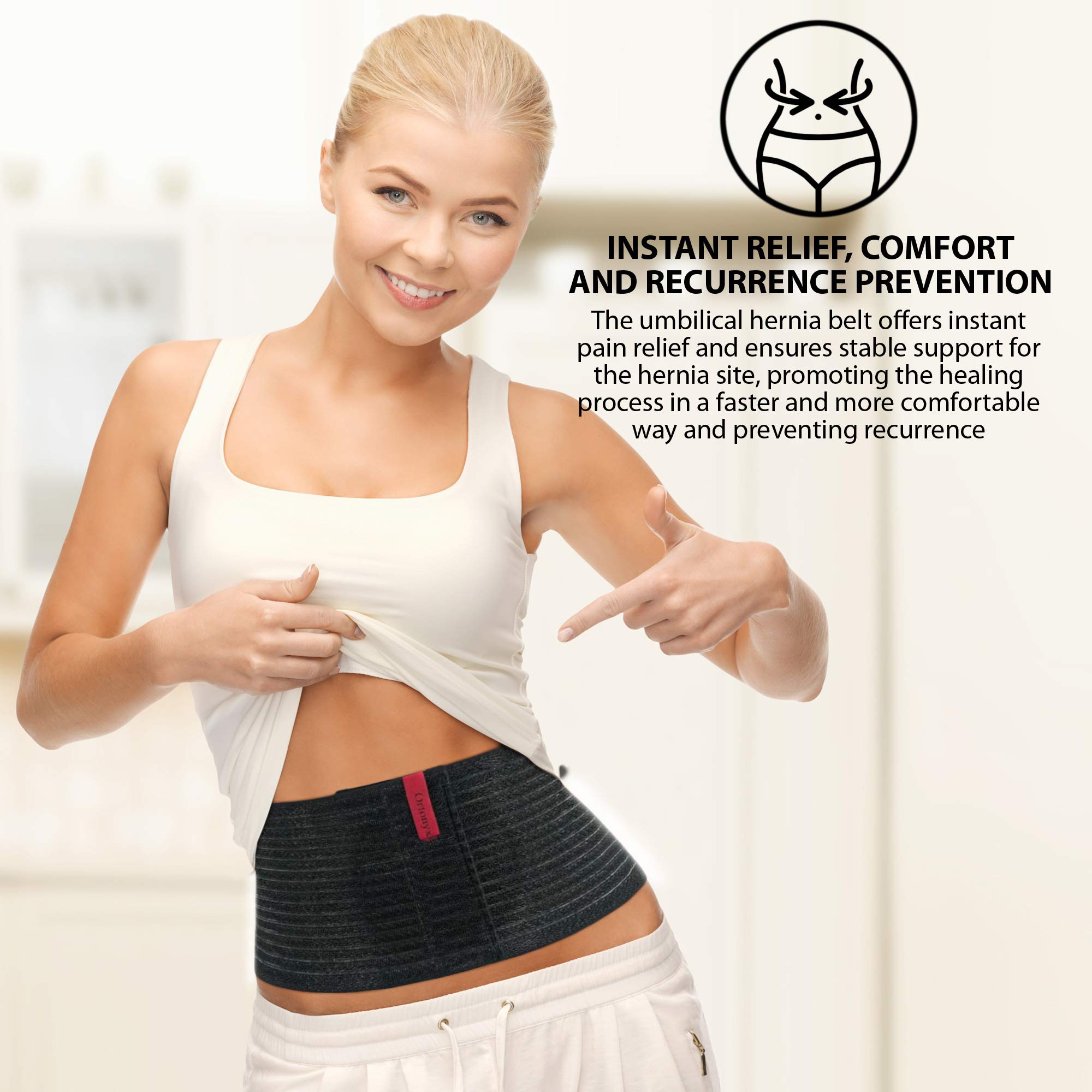 ORTONYX Umbilical Hernia Belt with removable silicone pad for customized pressure