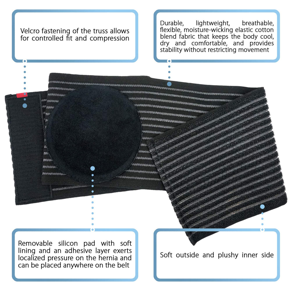 ORTONYX Umbilical Hernia Belt adjustable closure for a secure fit