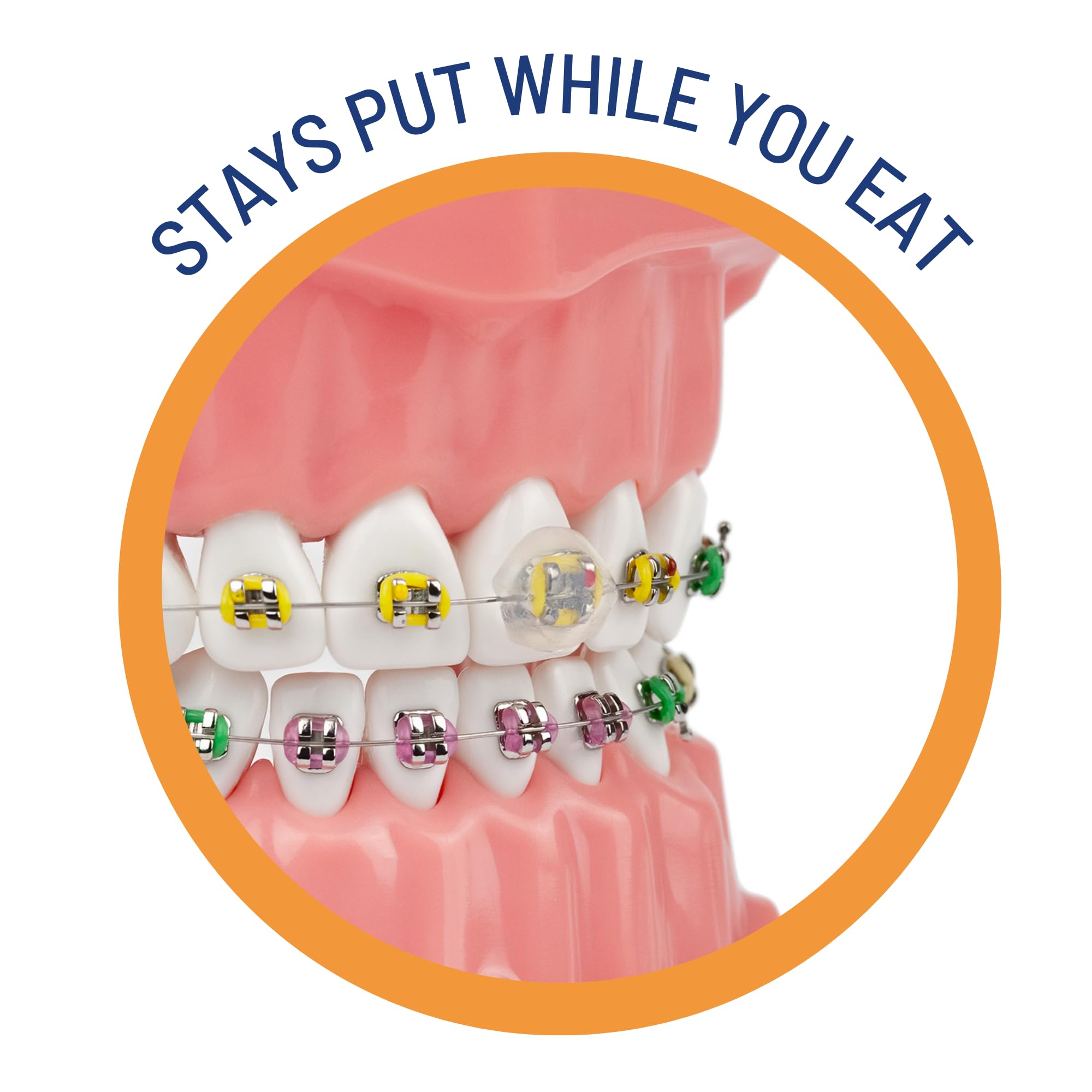 Orvance OrthoDots Clear individual packaging for on-the-go braces care.