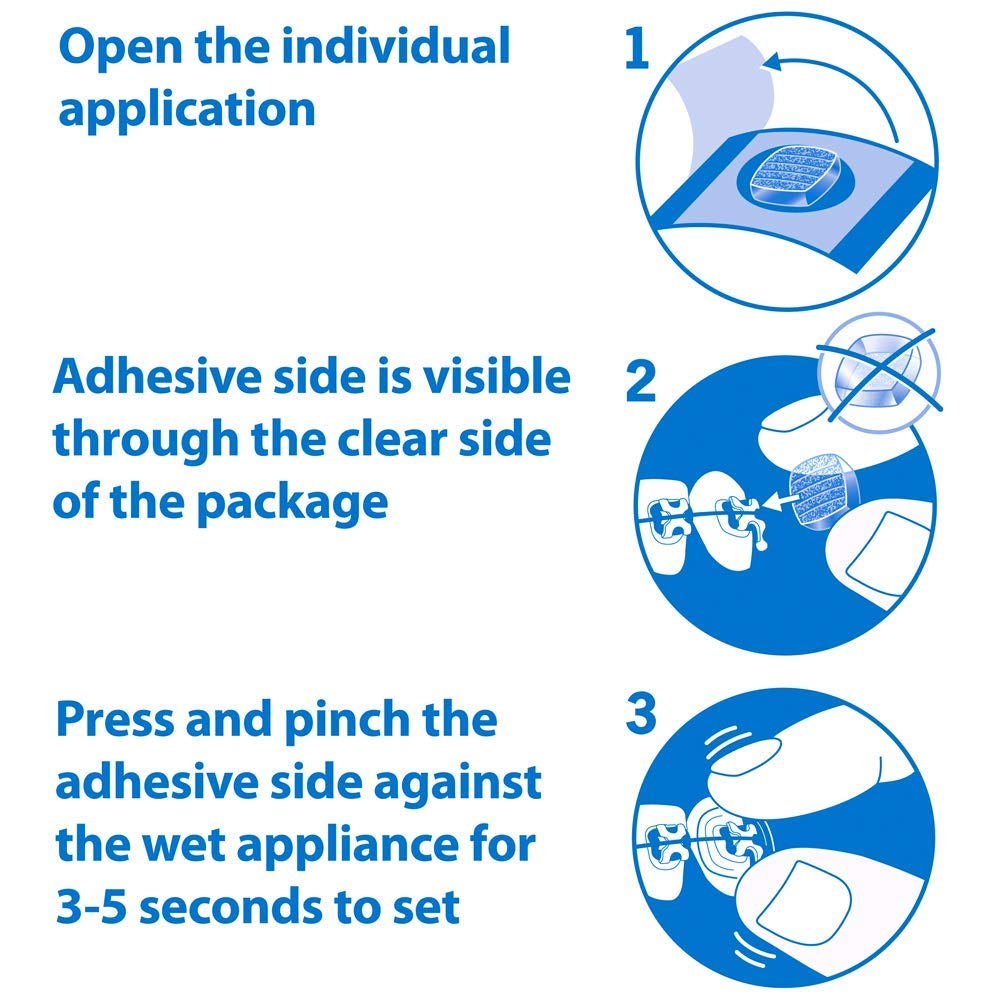 Orvance OrthoDots easy application on braces for quick relief.