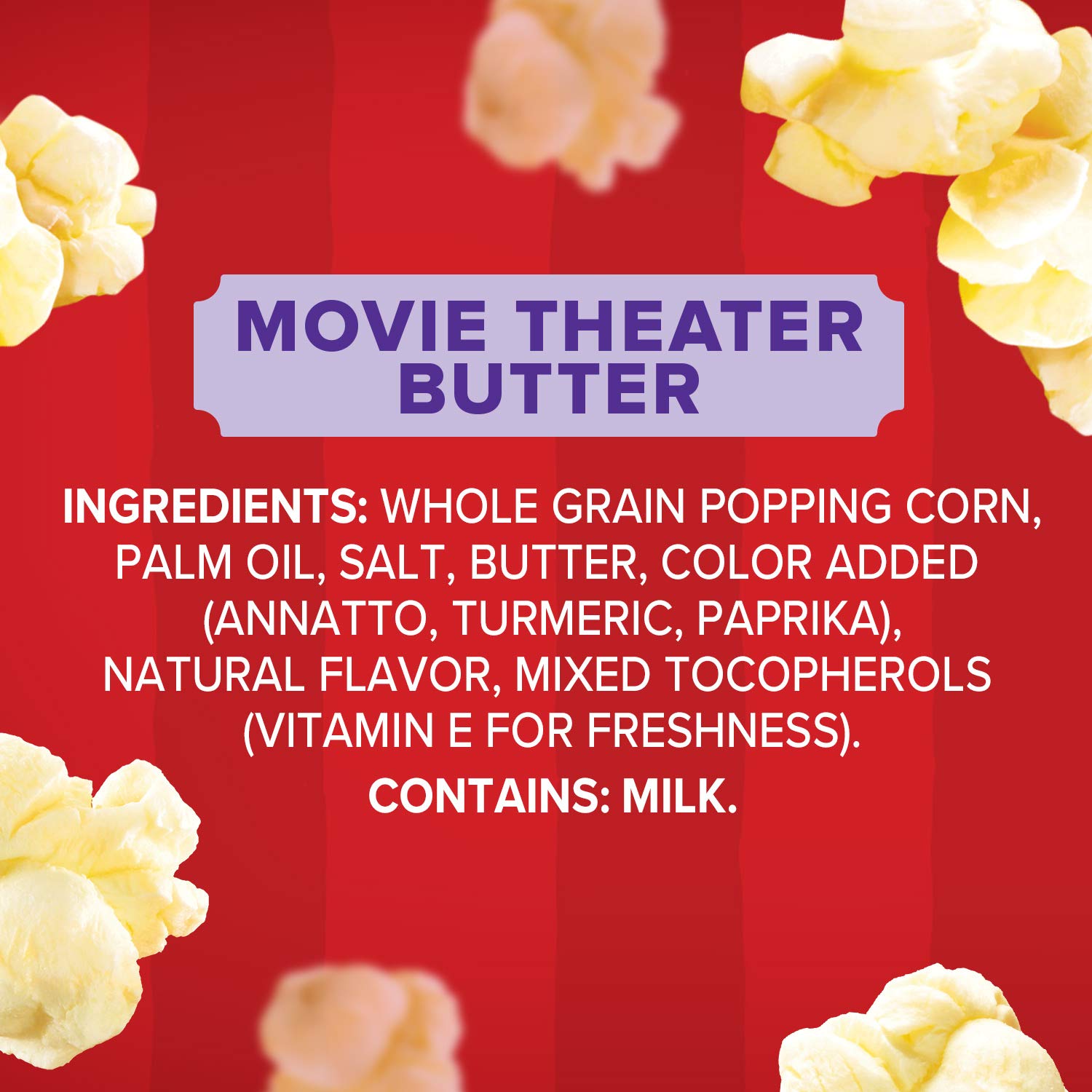Orville Redenbacher's 3g fiber per serving label close-up.