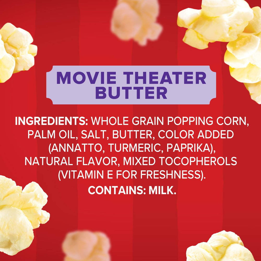 Orville Redenbacher's 3g fiber per serving label close-up.