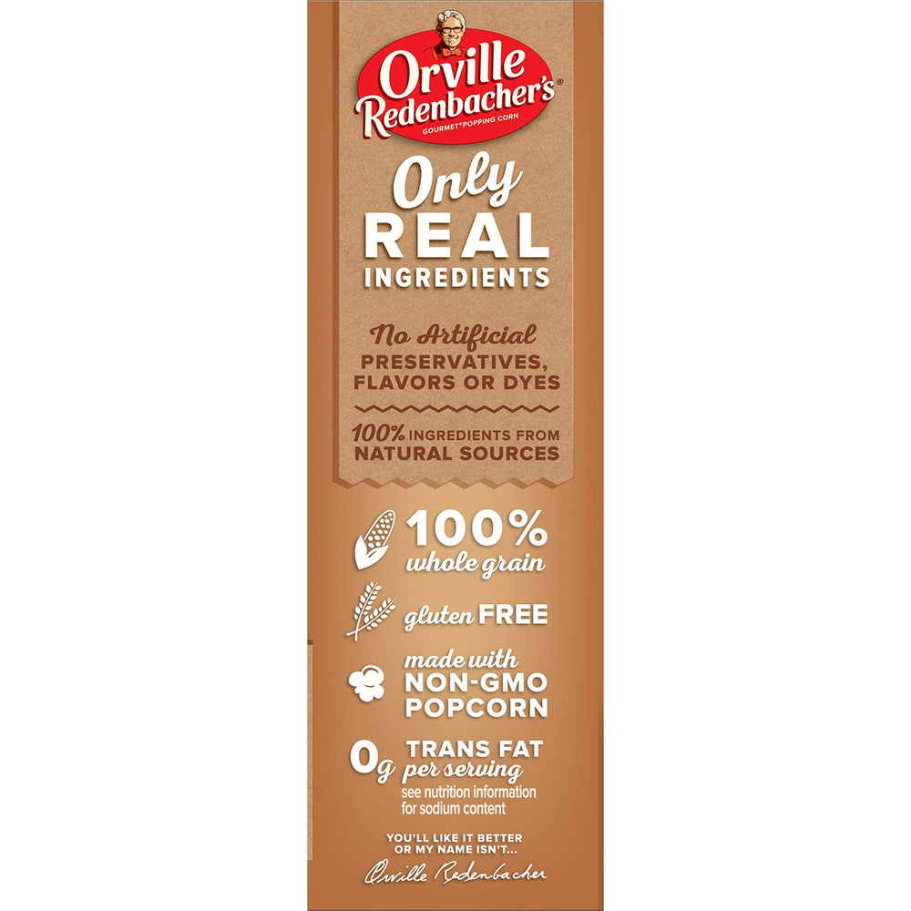 Orville Redenbacher's Naturals Simply Salted popcorn gluten-free badge on packaging.