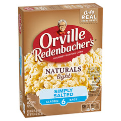 Orville Redenbacher's Naturals Simply Salted popcorn kernel close-up with crunchy texture.