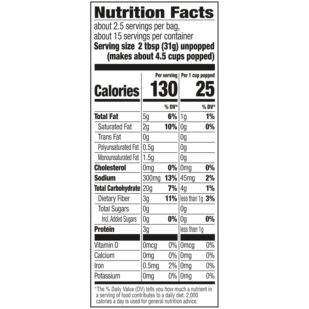 Orville Redenbacher's Naturals Simply Salted popcorn microwave steps show quick prep.
