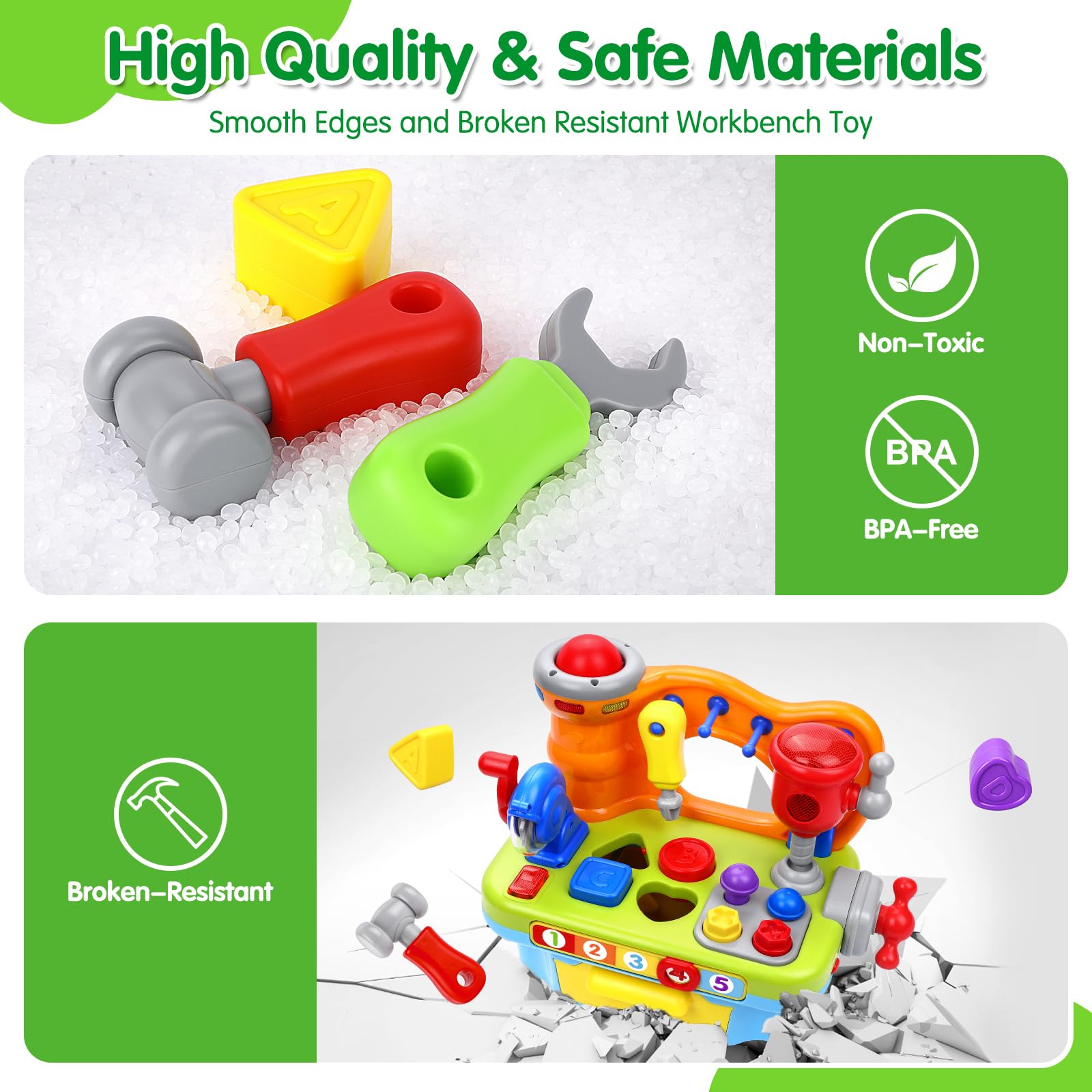 Orwine drill and hammer tools support pretend engineering and hand coordination.