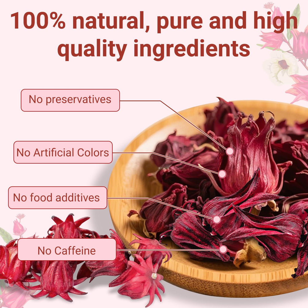 Oryvox hibiscus tea bags close-up shows vibrant petals for bright, sugar-free flavor.