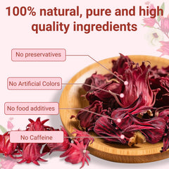 Oryvox hibiscus tea bags close-up shows vibrant petals for bright, sugar-free flavor.