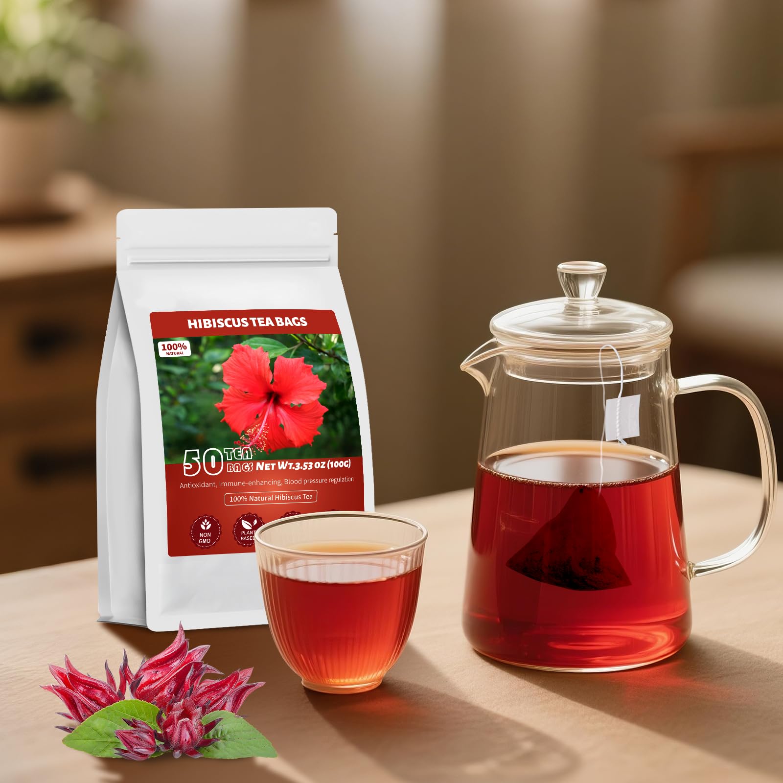 Oryvox hibiscus tea inspires smoothies or cakes with a fragrant, tart-floral note.